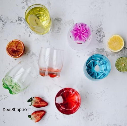 Set 6 pahare sticla color 290 ml Ideale pt terasa evenimente CADOUL PERFECT