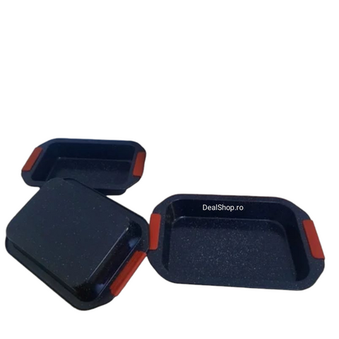 Set 3 tavi cuptor Royalty Line, interior granit si manere silicon RL-MM3