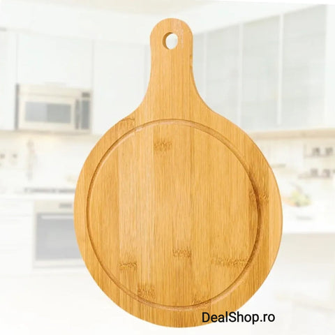 Platou pizza cu sant rotund  bambus pentru prezentare si servire 33/23 cm Servire Eleganta și Naturala