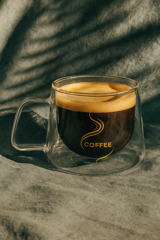 Set 6 cesti cafea cu pereti dubli sticla termorezistenta 200 ml Mesaj COFFEE CADOUL PERFECT terasa