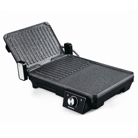 Gratar/grill electric cu 2 placi,Heinner HEG-F20002P, 2000 W deschidere 105° si 180°, invelis marmura anti-adeziv Grill electric Negru