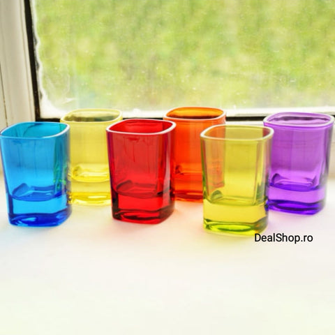 Set 6 pahare colorate sticla pentru shoturi 55 ml Terasa piscina evenimente