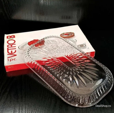 Platou din sticlă dreptunghiular Vetro 29,5 x 17,5 cm Ideal pentru aperitive si deserturi