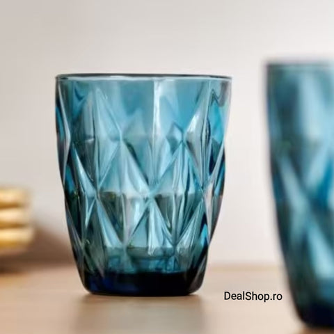 Set de 6 pahare din sticla, 300 ml, blue terasa evenimente