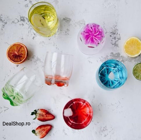 Set 18 pahare sticla color, 390 ml, 290 ml și 34 ml ideale pentru evenimente cadoul perfect