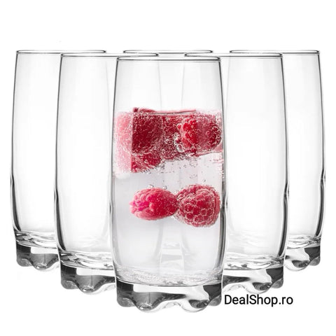 Set 6 pahare pentru apa suc vin bere Lav Adora 390 ml sticla transparenta