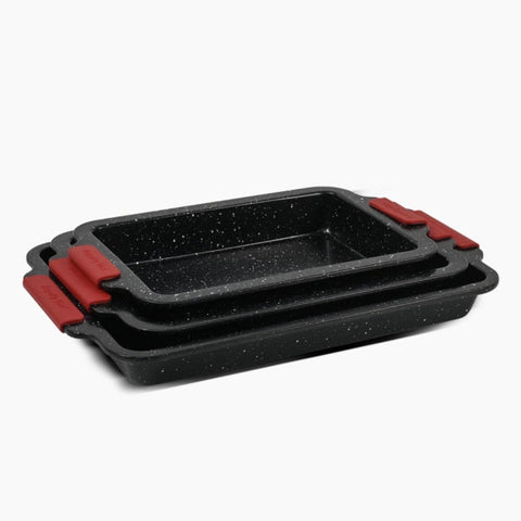 Set 3 tavi cuptor Royalty Line, interior granit si manere silicon RL-MM3
