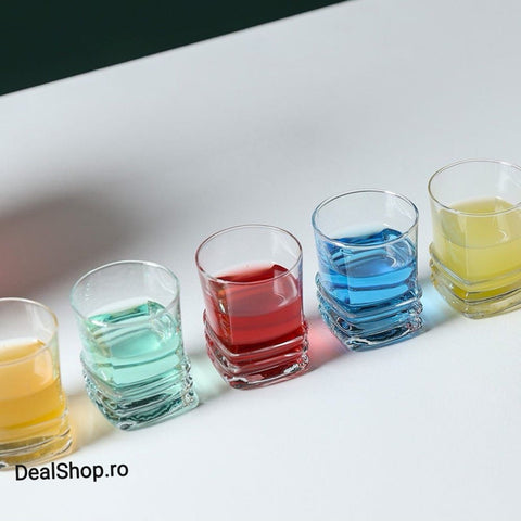 Set 6 pahare sticla pentru tuica lichior Lav Elegan 80 ml terasa evenimente