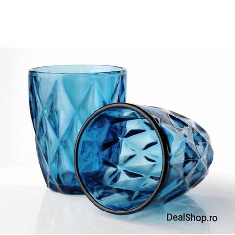 Set de 6 pahare din sticla, 300 ml, blue terasa evenimente
