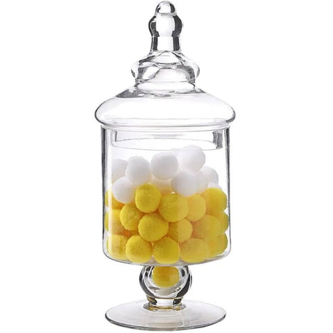 Bomboniera cu picior din sticla capac transparenta 28 cm