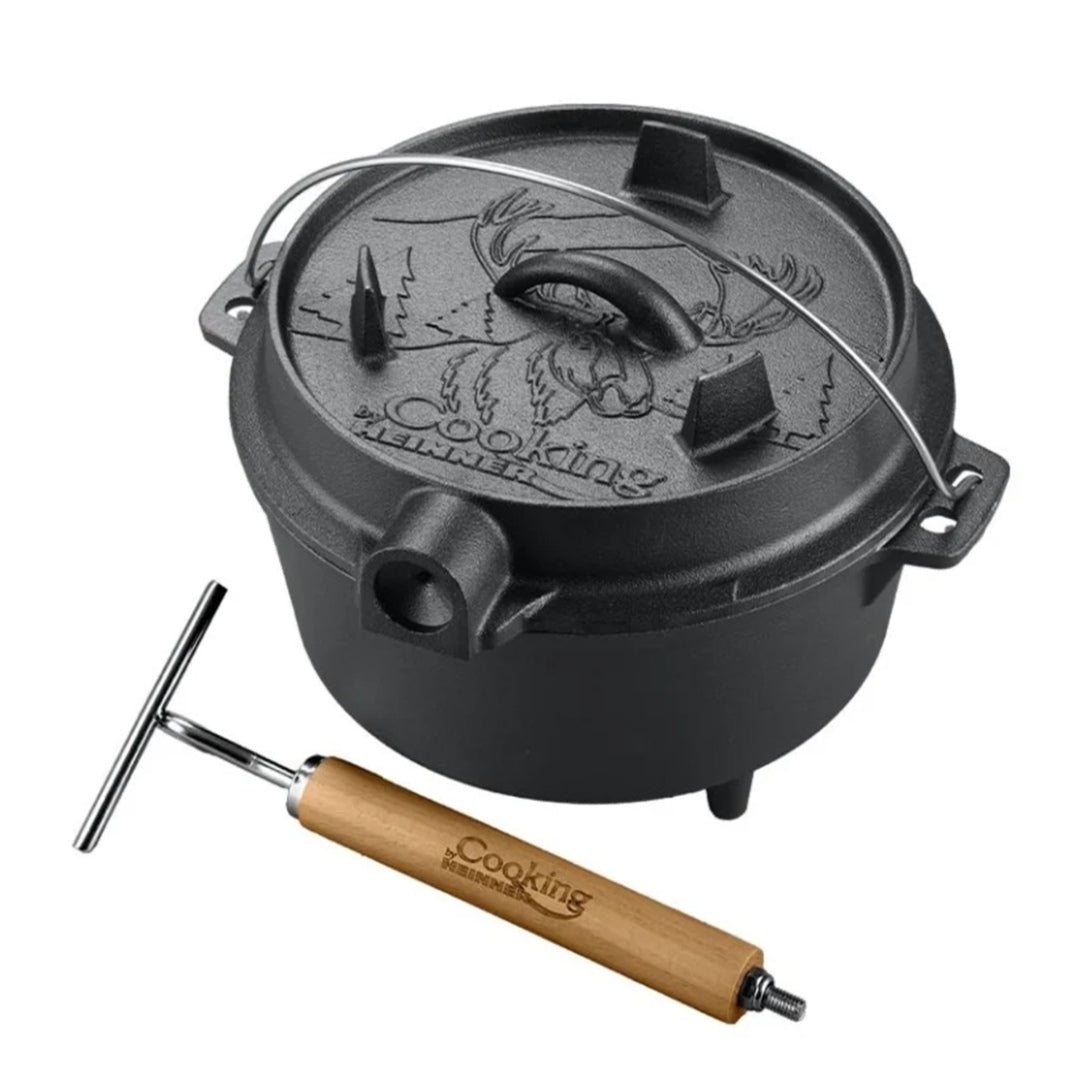 Ceaun 7 litri Fonta Pură 2 în 1 Cooking by Heinner cu Capac Tigaie Grill 29.5x12 cm GATIT SANATOS TRADITIONAL