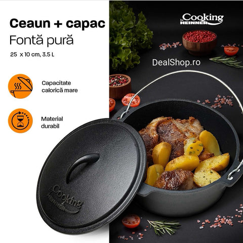 Ceaun 3.5 litri fonta cu capac Cooking by Heinner gatit sanatos traditional