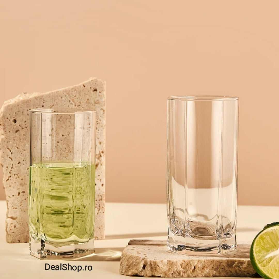Set 6 Pahare din Sticla pentru Apa Suc Bere și Vin 440 ml Tango Long terasa evenimente