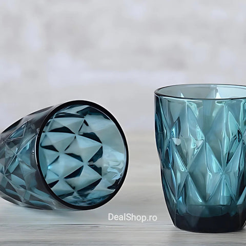 Set de 6 pahare din sticla, 300 ml, blue terasa evenimente