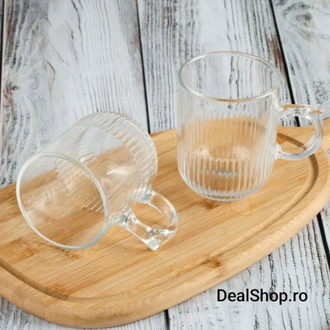 Set 6 Cesti Cafea Ceai sticla transparenta 270 ml Kaveh Lionel