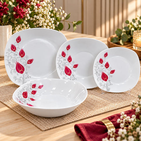 Serviciu de masă 6 persoane din porțelan „Lalea Imperială” 31 piese pentru – Set Farfurii Bol și Cești Cafea 180 ml TL 173-9
