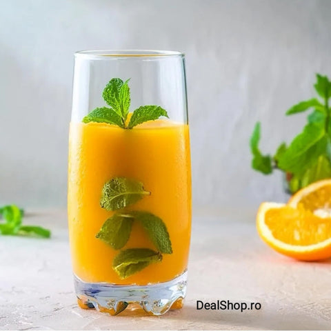 Set 6 pahare pentru apa suc vin bere Lav Adora 390 ml sticla transparenta