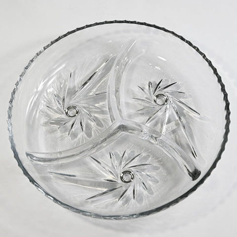 Platou aperitiv sticla rezistenta, rotund compartimentat, 22 cm