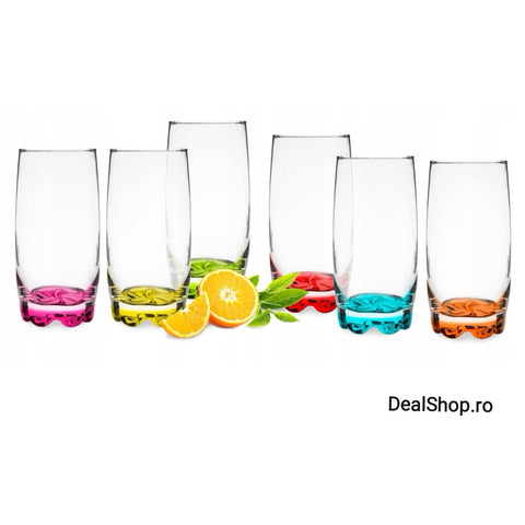 Set 18 pahare sticla color, 390 ml, 290 ml și 34 ml ideale pentru evenimente cadoul perfect