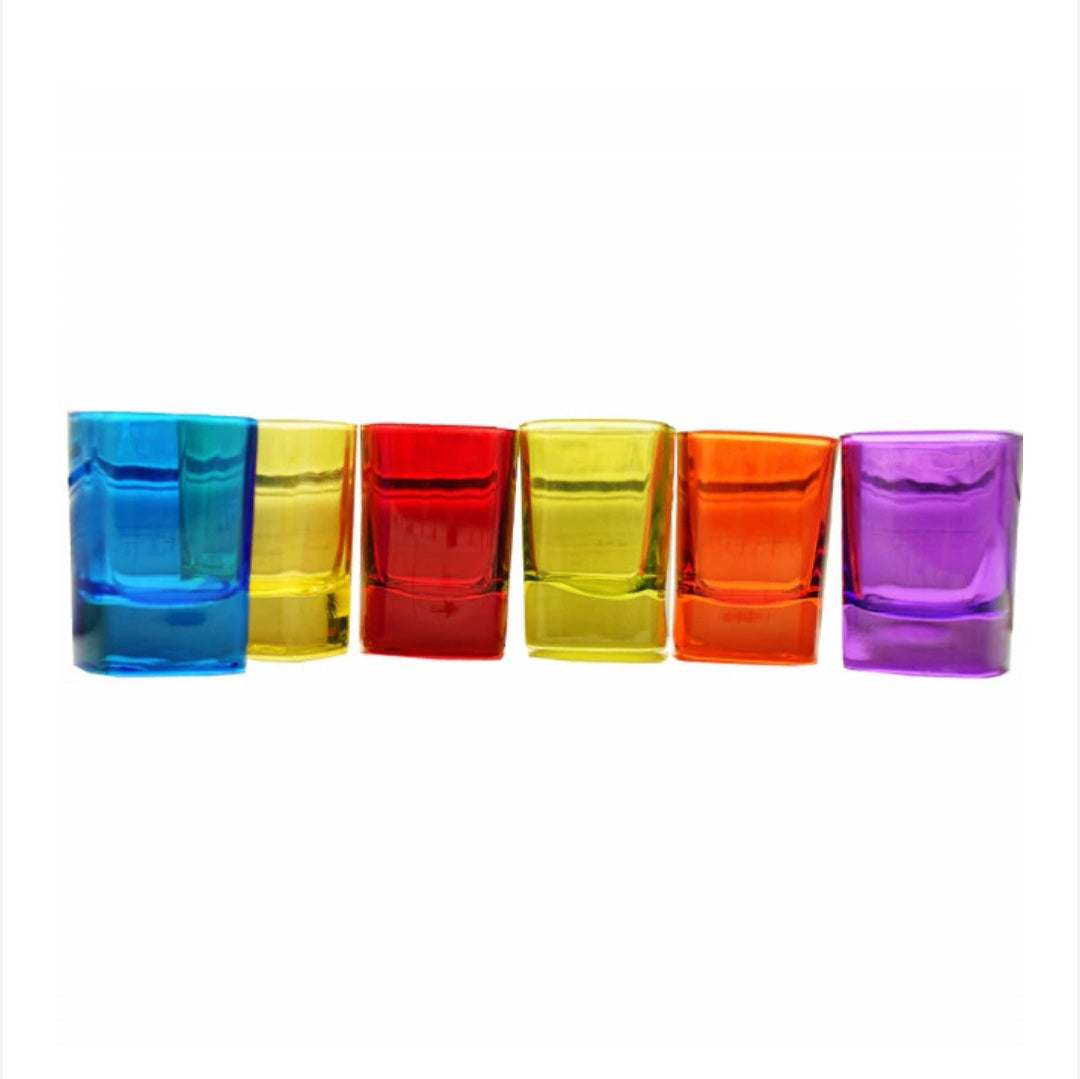 Set 6 pahare colorate sticla pentru shoturi 55 ml Terasa piscina evenimente
