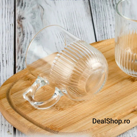 Set 6 Cesti Cafea Ceai sticla transparenta 270 ml Kaveh Lionel