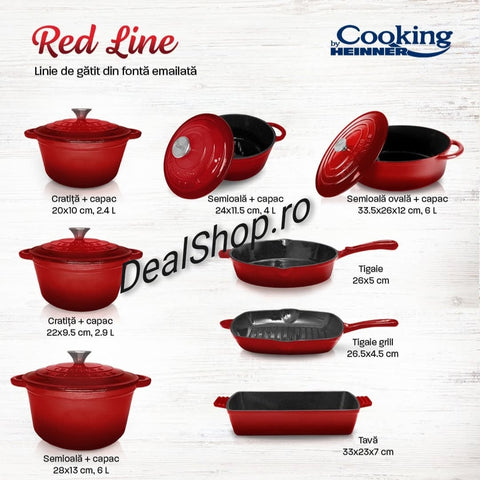 Tigaie fonta emailata 26 X 5 cm Red Line Cooking by Heinener gateste sanatos traditional