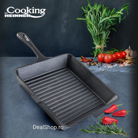 Tigaie grill fonta pura inductie 25 x 4.7 cm tigaie gratar fonta