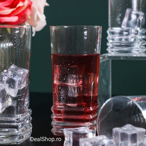 Set 6 pahare Apa Suc bere vin sticla Lav Elegan 335 ml terasa piscina evenimente