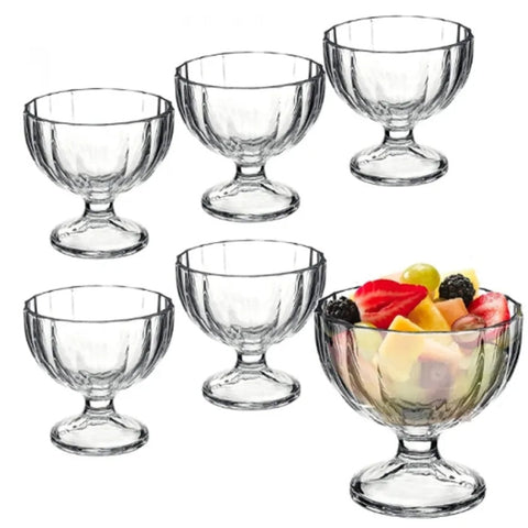Set 6 cupe înghețata/salata fructe din sticla Flamengo 300 ml Rasfat cu stil la fiecare desert