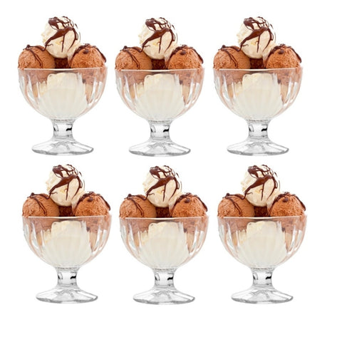 Set 6 cupe înghețata/salata fructe din sticla Flamengo 300 ml Rasfat cu stil la fiecare desert