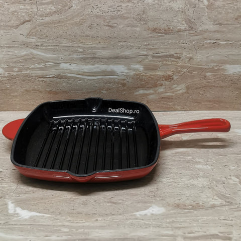 Tigaie grill fonta emailata  Red Line Cooking by Heinner 26.5x4.5 cm tigaie gratar Gateste sanatos