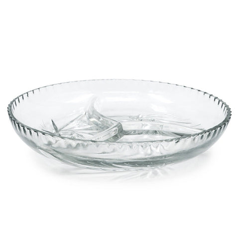 Platou aperitiv sticla rezistenta, rotund compartimentat, 22 cm