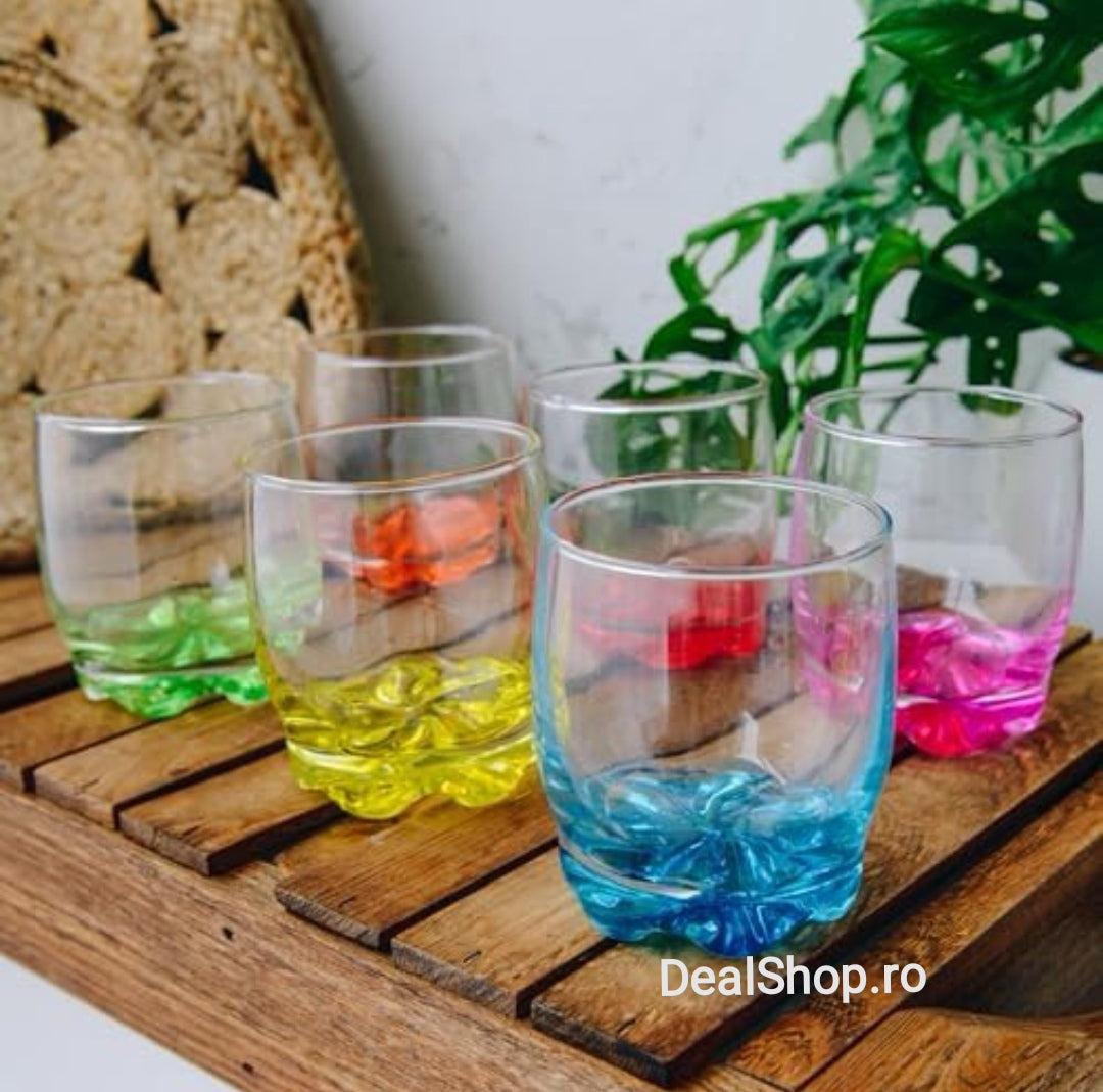 Set 6 pahare sticla color 290 ml Ideale pt terasa evenimente CADOUL PERFECT