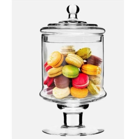 Bomboniera cu picior din sticla capac transparenta 28 cm