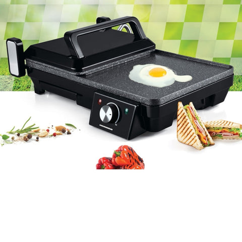 Gratar/grill electric cu 2 placi,Heinner HEG-F20002P, 2000 W deschidere 105° si 180°, invelis marmura anti-adeziv Grill electric Negru