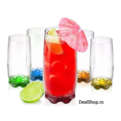 Set 18 pahare sticla color, 390 ml, 290 ml și 34 ml ideale pentru evenimente cadoul perfect
