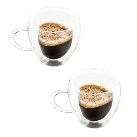Set 4 cesti cafea Pereti Dubli Sticla Termorezistenta, Model Inima 180 ml coffee capucino latte espresso