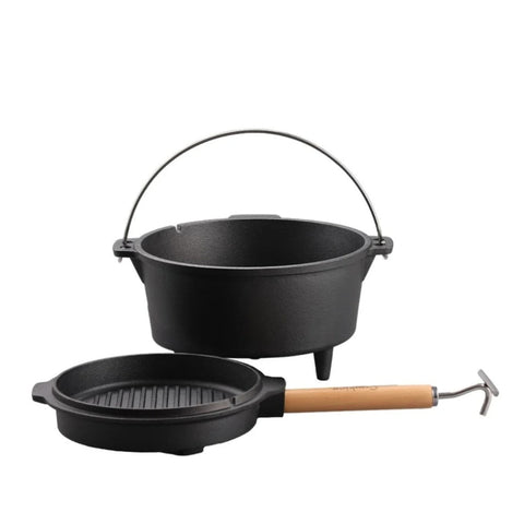 Ceaun 12 litri fonta pura 2 in 1 capacul poate fi folosit ca tigaie grill Gateste sanatos traditional