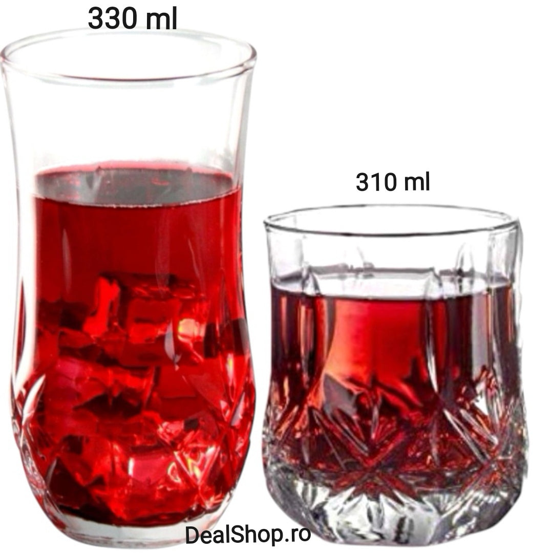 Set 12 pahare din sticla River 310 ml și 330 ml evenimente
