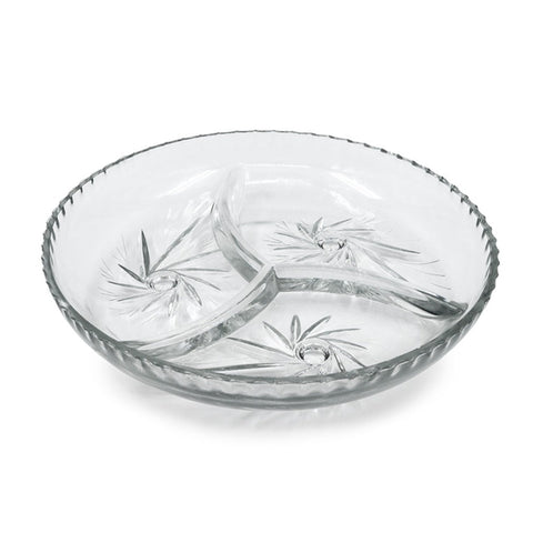 Platou aperitiv sticla rezistenta, rotund compartimentat, 22 cm