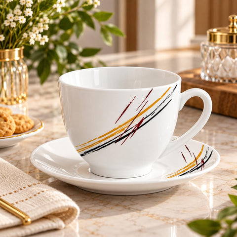 Serviciu de Masa 6 persoane din Porțelan 31 Piese cu Cesti Cafea Model Abstract Elegance TL 173-6