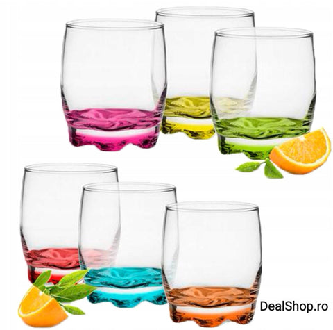 Set 18 pahare sticla color, 390 ml, 290 ml și 34 ml ideale pentru evenimente cadoul perfect