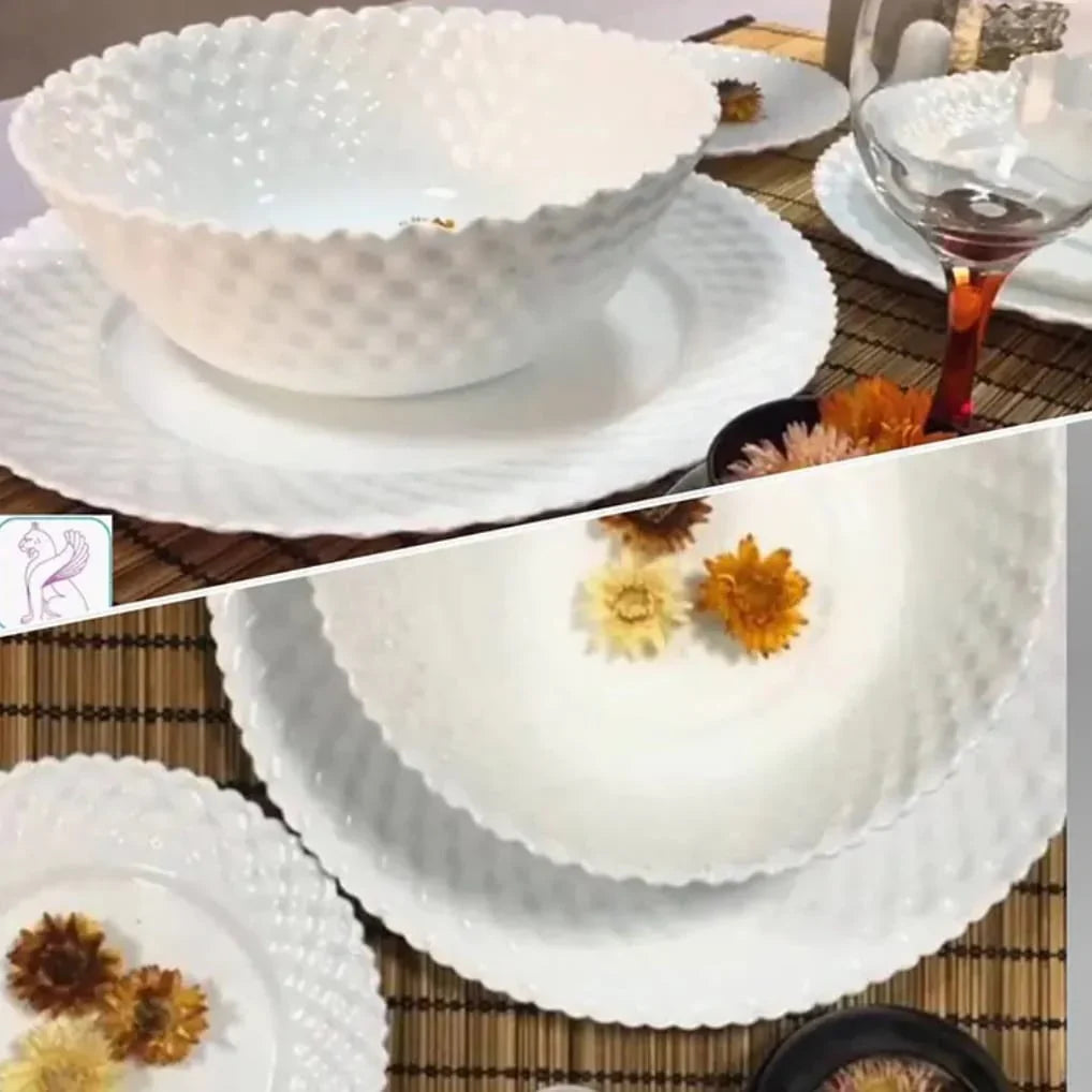Serviciu 12 persoane Eljado 36 piese opal set masa alb Eleganta Simpla CADOUL PERFECT