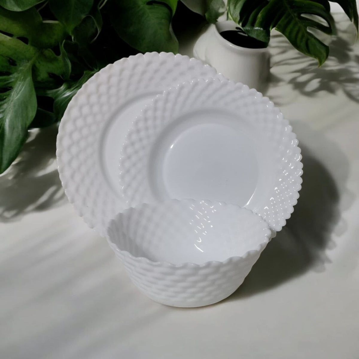 Serviciu de masa 6 persoane 18 piese opal alb Eleganta si Simplitate eljado
