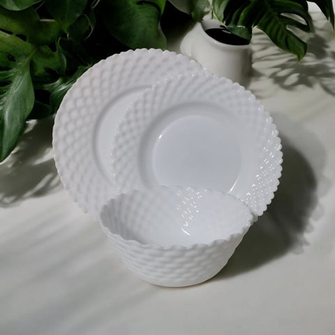 Serviciu de masa 6 persoane 18 piese opal alb Eleganta si Simplitate eljado