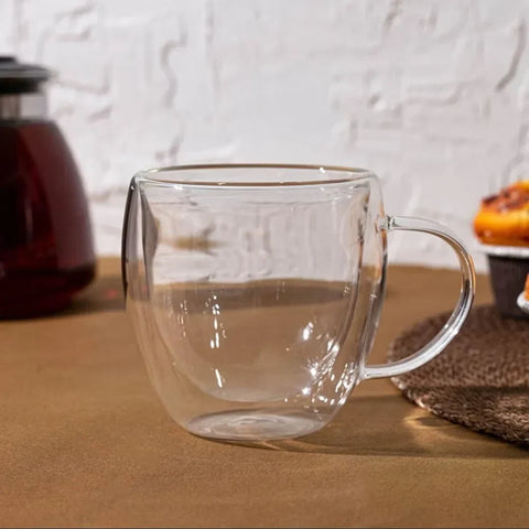 Set 12 cesti cafea cu pereti dubli din sticla termorezistenta 250 ml ideale pt terasa piscina