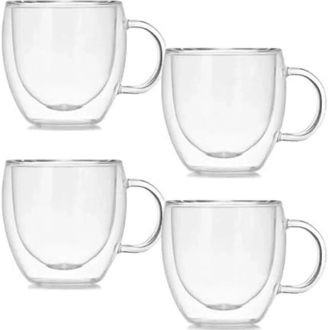 Set 12 cesti cafea cu pereti dubli din sticla termorezistenta 250 ml ideale pt terasa piscina