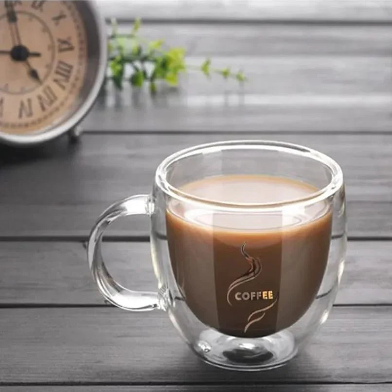 Set 12 cesti cafea cu pereti dubli din sticla termorezistenta 250 ml Mesaj Coffee X 239