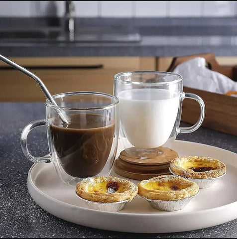 Set 12 cesti cafea pereti dubli din sticla termorezistenta 350 ml  X 238