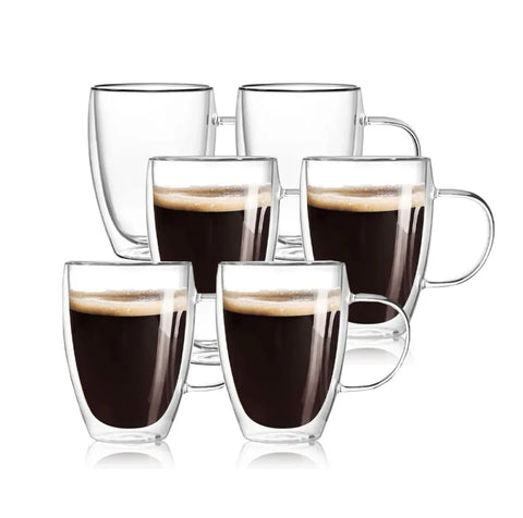Set 12 cesti cafea pereti dubli din sticla termorezistenta 350 ml  X 238
